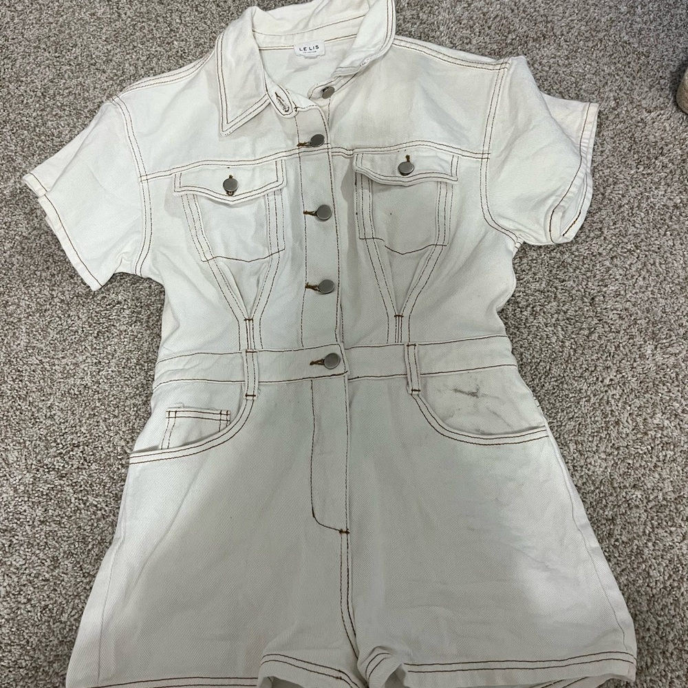 Le Lis White Short Sleeve Jumpsuit